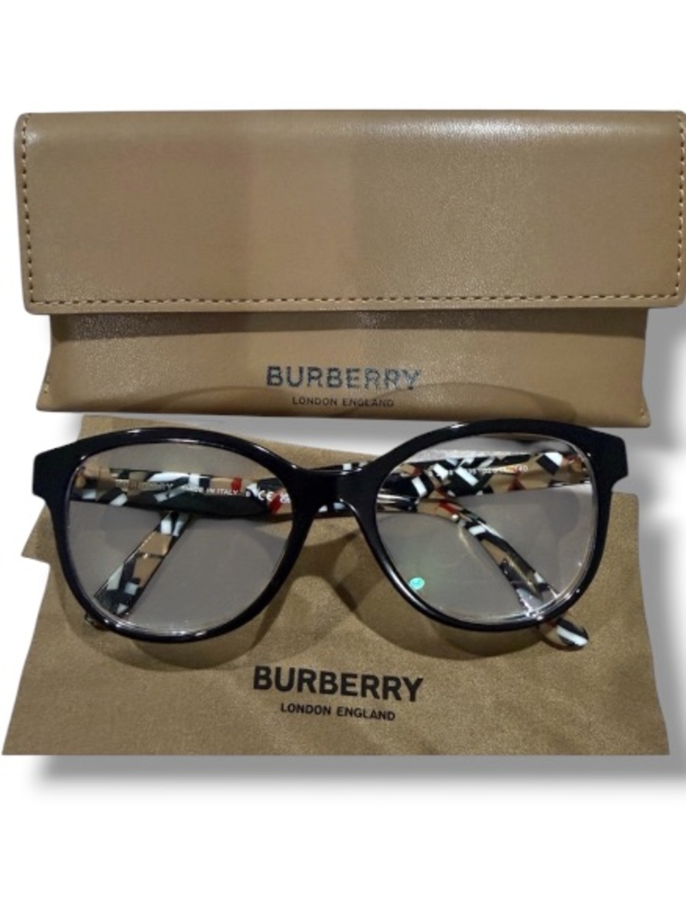 Burberry Authentic Prescription Women’s Black Frame Eyeglasses Case + Cloth
